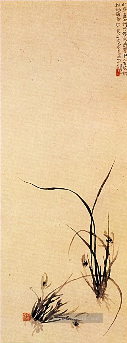 Shitao schießt auf Orchideen 1707 Chinesische Malerei Ölgemälde